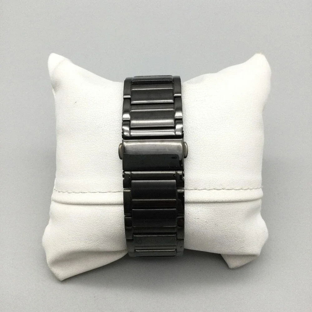 Kenneth Cole Mens Watch 33mm Tank Gunmetal Stainless KC3757 New Battery 7.75